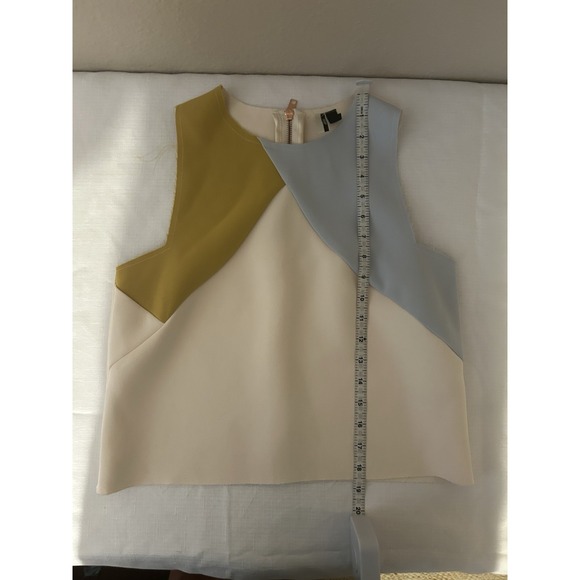 Topshop Women's Colorblock Sleeveless Shirt Raw Hem Size 4 - Picture 6 of 6
